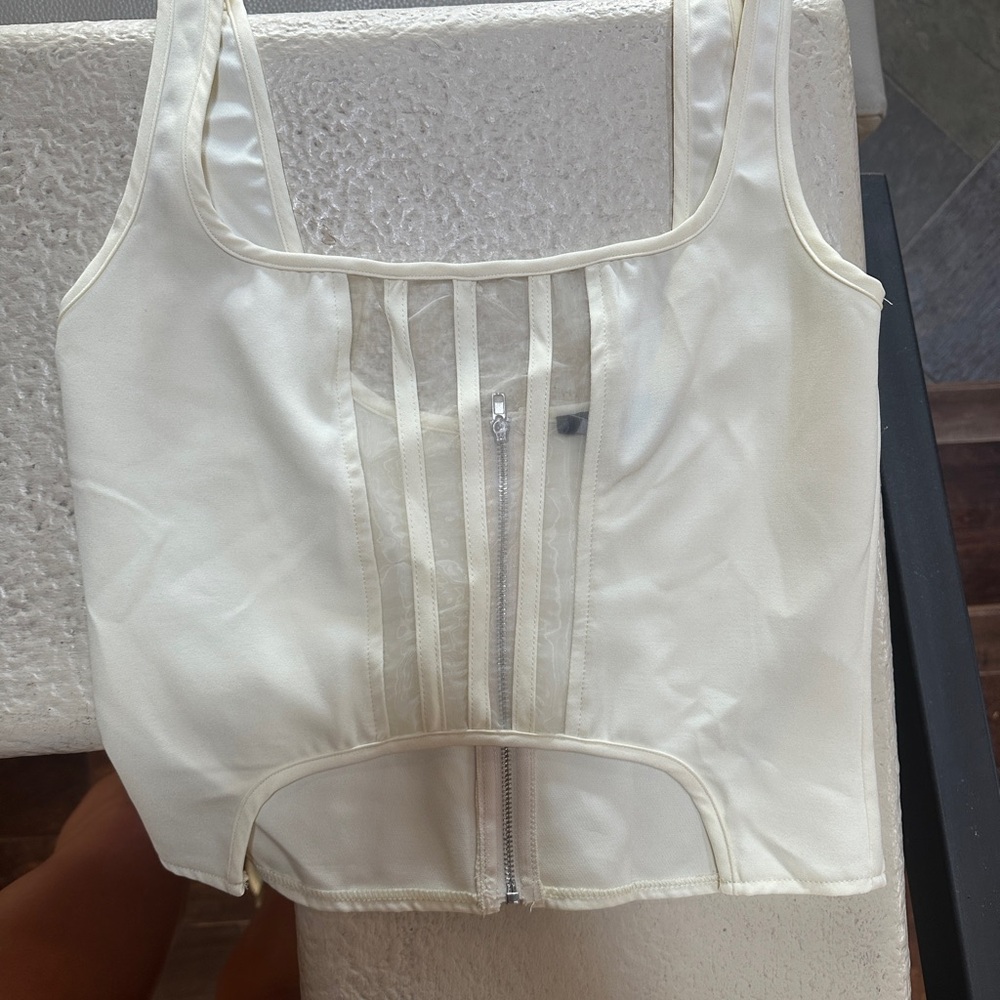 White see through Corset Top zip
